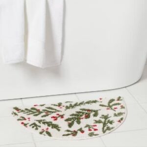 Wondershop Holiday Bath Mat - White with Green and Red